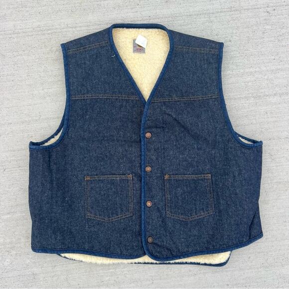 Carhartt Other - Vintage 80s Carhartt Jean Denim Sherpa-Lined Vest XXL